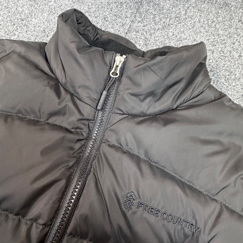 Free Country Mens XXL Black Puffer Vest Fleece Lined Collar Quilted Full Zip